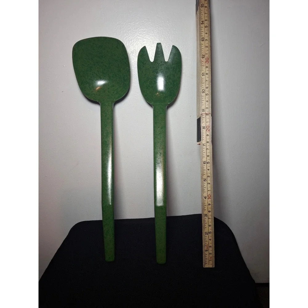 Vintage‎ green flintwood salad serving utensils